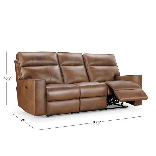Steelside™ Chevelle 83'' Genuine Leather Square Arm Reclining Sofa
